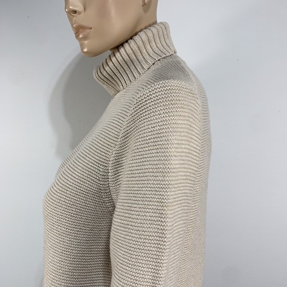 J. Crew Factory Sweater Womens Size L Large Beige Classic Turtleneck Knit AF728 - Picture 8 of 14